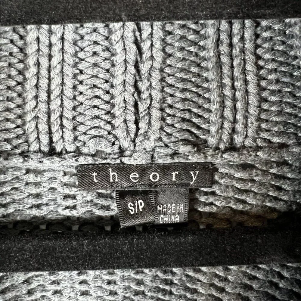 Theory Linen Blend Shawl Collar Cowl Neck Logane/Marbella Cardigan Sweater Small_5